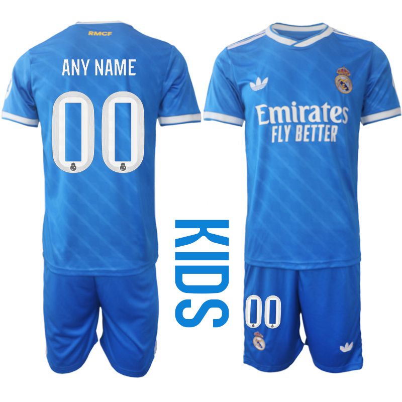 Youth 2025-2026 Club Real Madrid away blue customized Soccer Jersey->customized soccer jersey->Custom Jersey